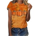 thumbnail image 5 of VKOYWKM Happy Thanksgiving Shirts Women Pumpkin Graphic Short Sleeve Fall T-Shirt Casual Crew Neck Loose Fit Blessed Tops Thanksgiving Halloween Shirt, 5 of 5