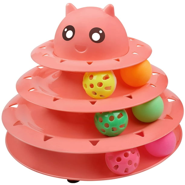 Plato giratorio Cat Toy con 6 bolas de 3 niveles UPSKY