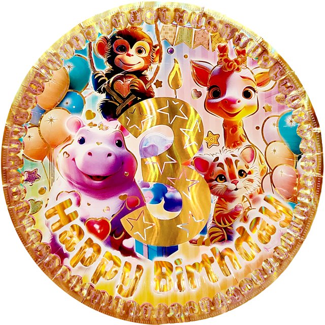24 Pz Plato Cartón Premium Pastelero Fiesta De Cumpleaños Felicidades 3