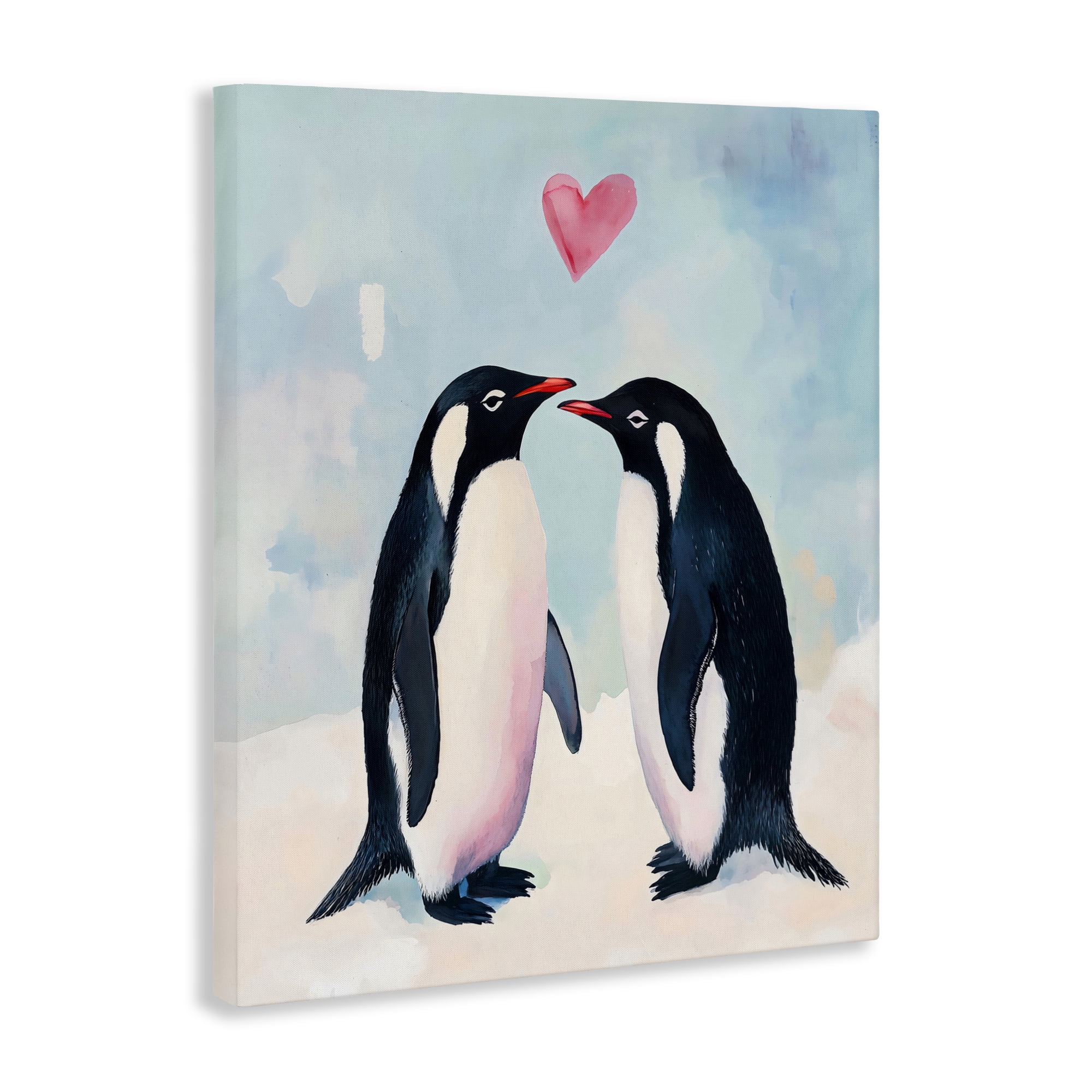 Stupell Industries Penguin Love with Heart Canvas Wall Art, design by The Prints Vibe