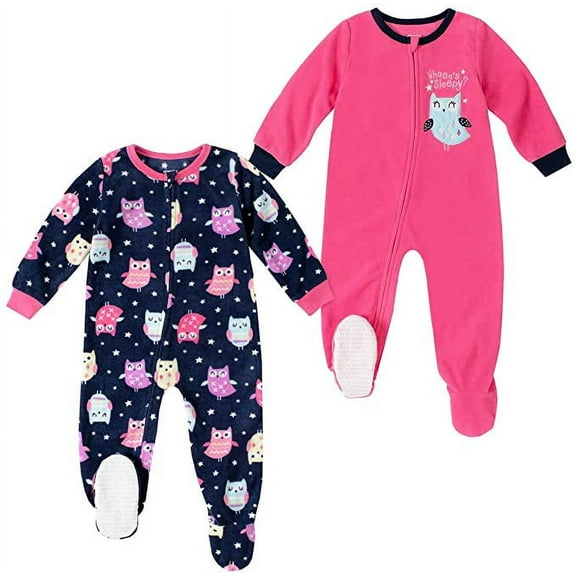 absorba 2-Pack Blanket Sleeper Pink Owl 4T Pajamas Footed Set
