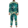thumbnail image 5 of Bingfone Men'S Pajama Set 2 Piece Loungewear Pjs, Long Sleeve With Pajama Pants-Around The Planet, 5 of 9