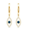 thumbnail image 3 of Rosec Jewels Natural London Blue Topaz Evil Eye Earrings for Women - AAA Quality - Blue Topaz Drop Earrings with Diamond, 18K Yellow Gold, 3 of 8