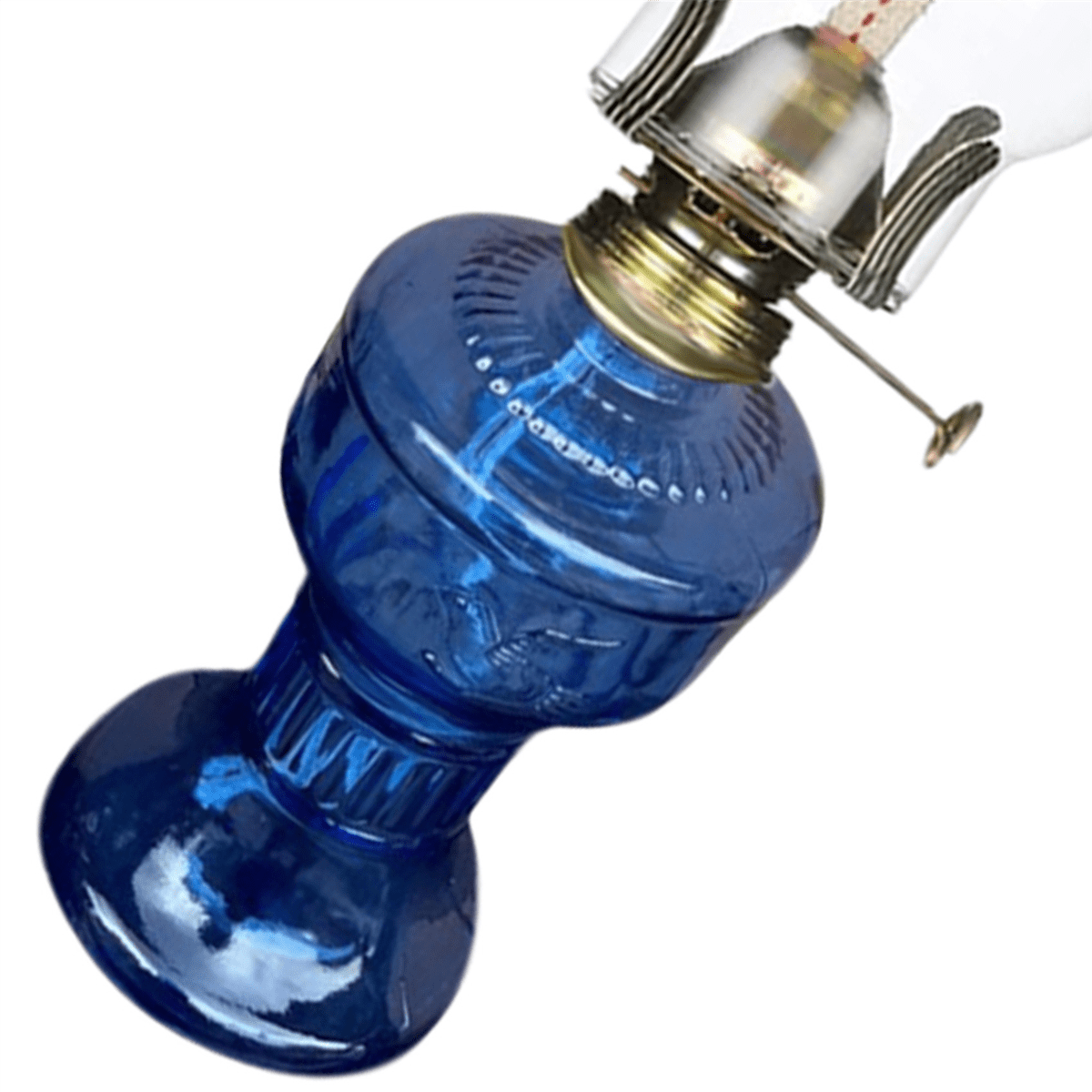 2X Rustic Oil Lamp Vintage Glass Coal Lamp Oil Lamps for Indoor Use Home Decor Lighting Oil Lantern Blue