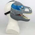 thumbnail image 4 of Máscara de dinosaurio creativa Mandíbula móvil Disfraz de Halloween Máscara de cosplay Sombrero de dinosaurio para Festival Masquerade Fancy Dress Azul Salvador Cubierta de dinosaurio, 4 of 8