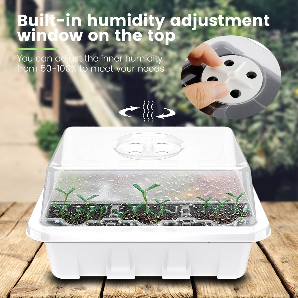 24 Cells Hole Plant Seed Tray Planting Box Nursery Tray Garden Tool with Lids 