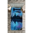 thumbnail image 3 of Ambesonne Blue Quilted Bedspread Set 2 Pcs, Reed Cistern Cave, Twin Size, Blue, 3 of 3
