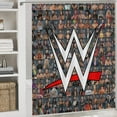thumbnail image 5 of WWE 4 Pcs Shower Curtain Sets with Rugs, Bath Mat, U Shape And Toilet Lid Cover Mat And 12 Hooks, Cartoon Bathroom Set with Shower Curtain And Rugs And Accessories, 5 of 8