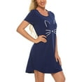 thumbnail image 5 of Women Loose Baggy Sleepwear Cotton Nightgowns Nightdress Shirt -Ladies Summer Short Sleeve Pajamas Sleepshirt Print Night Shirt, 5 of 6