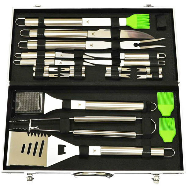 20-Piece Stainless-Steel BBQ Tool Kit, Strong, Sturdy, Heavy Duty ...