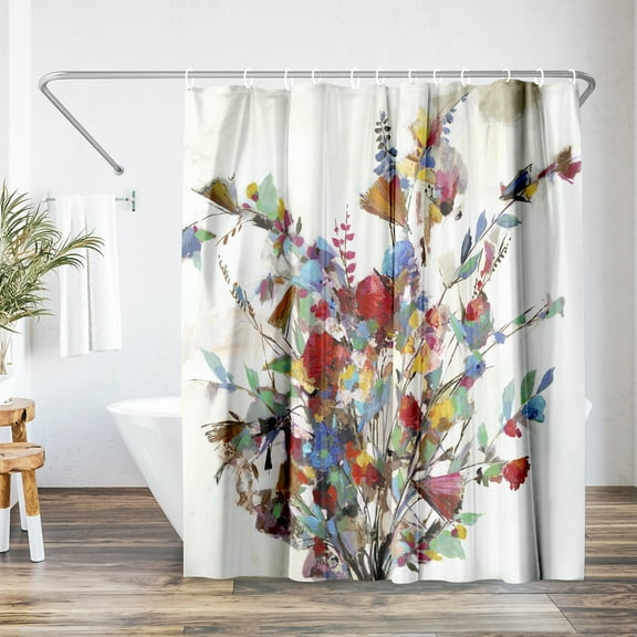 Americanflat 71" x 74" Shower Curtain, Spring Bouquet by PI Creative Art