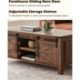 thumbnail image 3 of OKD 48" Farmhouse Lift Top Coffee Table with Sliding Barn Door, Rustic Center Table with Hidden Storage Compartment for Living Room, Office, Reclaimed Barnwood, 3 of 6