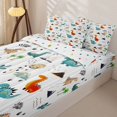 thumbnail image 3 of Metsweet Cartoon Dinosaur Zipper Full Size Comforter Sets with Fitted Sheet and 2 Pillowcases, Watercolor Jungle Animal Zipper Bedding Set,4pcs, 3 of 6