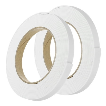 Uxcell 2Pcs Rolls Single Sided Foam Tape Removeable EVA Sponge Mounting Tape Strong Adhesive Tape Strips White 13ft x 1/2" x 1/16"