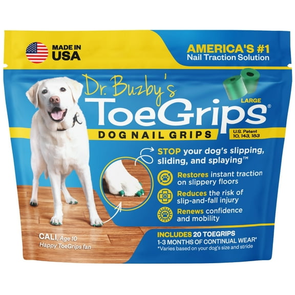 Dr Buzby's ToeGrips for Dogs - Large - Instant Traction on Wood/Hardwood Floors -1 Pack (20 Grips)