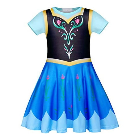 AmzBarley Princess Costume for Girls Halloween Cosplay Fancy Party Dress Up Holiday Preschool Role Play Outfits Birthday Carnival Dress Blue 49 Size 3-4Years/Tag