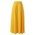 thumbnail image 5 of vigerkar Women's Solid Color Pleated Long Skirt Casual Elastic High Waist Maxi Skirt Yellow, XXL, 5 of 5