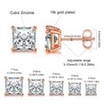 thumbnail image 5 of GEMSME 18K Rose Gold Plated Princess Cut Clear Cubic Zirconia Stud Earrings Set for Women Men 3mm/4mm/5mm/6mm/7mm, 5 of 6