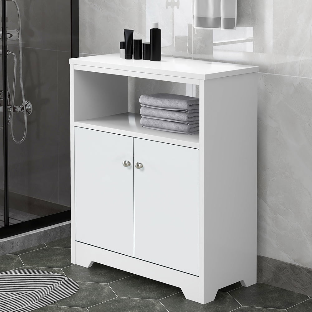 Kepooman Bathroom Storage Cabinet, Freestanding Floor Sideboard, Accent Cabinet with Adjustable Shelf, Industrial TV Console for Home Kitchen, White Kepooman Bathroom Storage Cabinet, Freestanding Floor Sideboard, Accent Cabinet with Adjustable Shelf, Industrial TV Console for Home Kitchen, White
