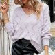 thumbnail image 2 of Gibobby Casual Suéter para Mujer, Suéter de Manga Larga Relajado con Cuello en V Suéter para Mujer(Morado,M), 2 of 5