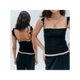 thumbnail image 5 of Argulvti Women Mesh Tank Tops Polyester Lace Patchwork Backless Ruffle Summer Basic Vest Sleeveless Shirt Aesthetic, 5 of 7