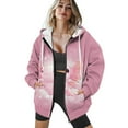 thumbnail image 4 of COEQINE Women's Full Zip Up Hoodie Oversized Sweatshirts Long Sleeve Casual Wear Fashion Y2K Jacket Axolotls Pink Pattern Soft Drawstring with Pockets, 3XL, 4 of 7