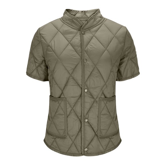 HongQid Women's Puffer Vest V-neck Lightweight Quilted Button Sleeveless for Fall Winter