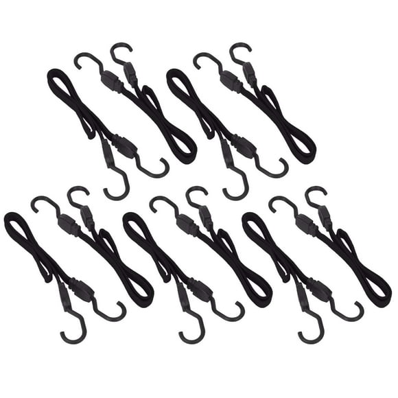 Wideskall 10 Pcs Cordons Plats Élastiques de 24 Pouces avec Crochets Noir