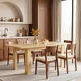thumbnail image 2 of Hawsaiy Extendable Dining Table Set for 6, Shell Back Upholstered Dining Chairs, Farmhouse Kitchen Dining Room Set, Hidden Leaf Dining Table Seats 6-8, 2 of 8