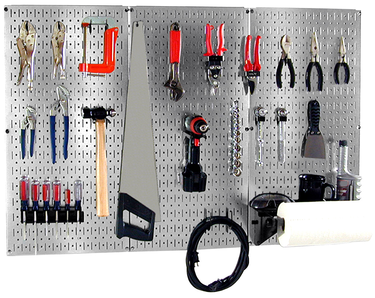 ft Metal Pegboard Basic Tool Organizer Kit with Galvanized Toolboard and  Black Accessories