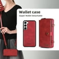 thumbnail image 4 of SaniMore Case for Samsung Galaxy S24 Plus Magnetic Detachable Wallet, RFID Blocking PU Leather Cover Support Kickstand & Card Slot Built-in Crossbody Strap Shockproof Protection Shell, Red, 4 of 10