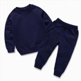 thumbnail image 4 of NOLDARES Toddler Boy Fall Outfits 2Pcs Long Sleeve Graphic Round Neck Pullover Top Thick Jogger Pants Soft Clothes Set Size:9-10 Y,Dark Blue, 4 of 6