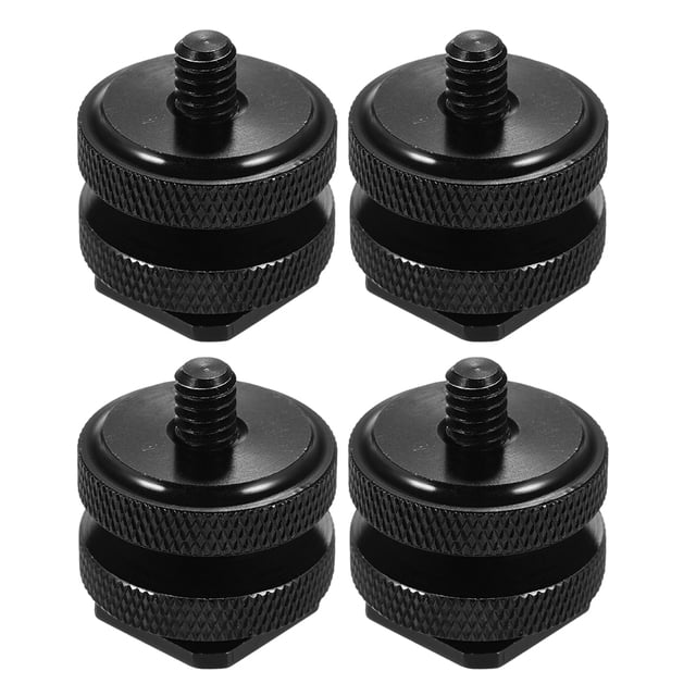 4 PCS Soporte de zapata 1/4 pulgadas Adaptador de flash de zapata de montaje de zapata de flash de doble tornillo
