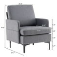 thumbnail image 7 of Single Seat Lounge Chair with 4 Side Pockets, Linen Fabric Upholstered Arm Chair, Comfy Single Sofa Accent Chair for Bedroom Living Room Guestroom, Gray, 7 of 7