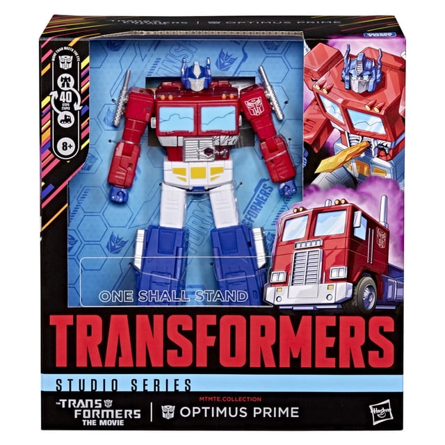 Figura de Acción Hasbro Transformers Studio Series MTMTE la Película Leader Optimus Prime en caja, figura articulada multicolor que recrea la batalla con Megatron, incluye Matriz de Liderazgo, cañón y estaca, ideal para niños, niñas y coleccionistas de figuras de acción y coleccionables.