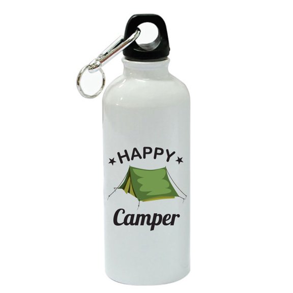 Happy Camper White Aluminum Sports 20 oz Water Bottle
