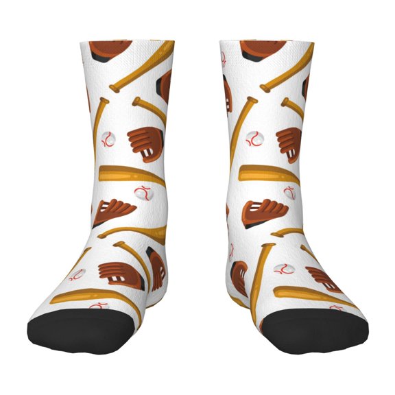 Fuzoiu Baseball Sport Print Kids Socks For Boys Girls,Grip Crew Socks with Non Slip,Lightweight Stretch Crew Socks,Toddlers Crew Boot Socks