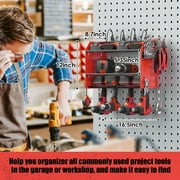 VILONG Modular Power Tool Organizer Wall Mount with Charging Station, 4 Drill Holder & Battery Rack, Heavy Duty Storage – for Garage, Workshop & Father’s Day Gifts (Red)