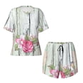 thumbnail image 4 of Picia Vintage Wood with Floral Pajamas Sets for Women Soft Short-Sleeved Pjs with Lounge Shorts Two Piece Sleepwear-4X-Large, 4 of 9