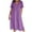 Purple, variant on ICHUANYI Stylish Women Casual V-Neck Solid Short Sleeve Button Pocket Cotton Linen Dress Spring Summer New Trending 2024