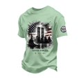 thumbnail image 2 of Never Forget 911 Retro USA Tee for Men and Women with Patriot Day Print and Vintage Green Fabric Featuring 9/11 Memorial Tops for Remembrance Events Church Services Mint Green XXL, 2 of 5