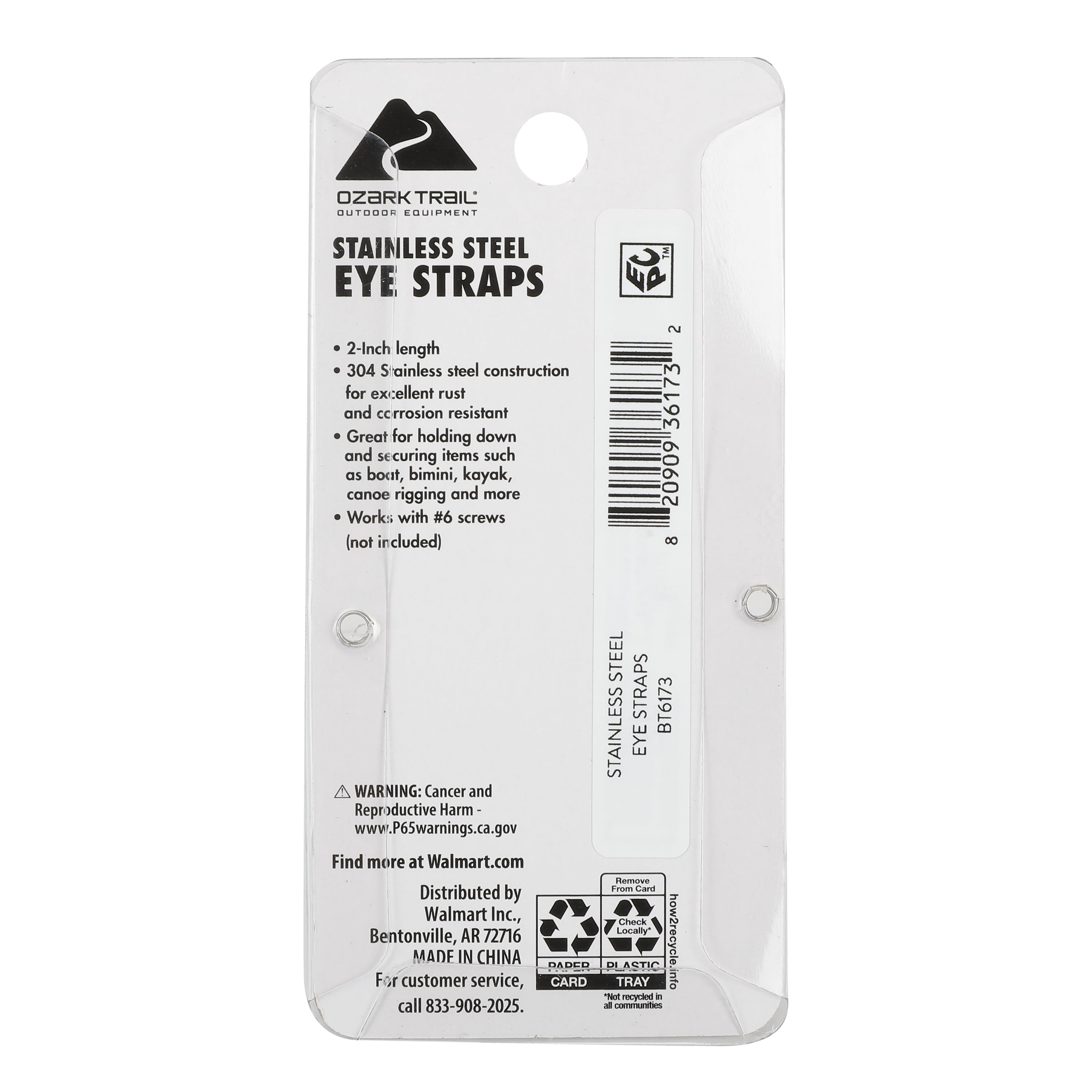 (4 pack) Ozark Trail 2-inch Stainless Steel Eye Straps for Marine, 2-Pack