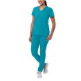 thumbnail image 1 of Adar Addition Go-Basic Scrub Set For Women - Slim V-Neck Scrub Top & Skinny Cargo Scrub Pants, 1 of 7