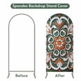 thumbnail image 4 of Arch Covers, Burnt Orange Green Flower Arch Covers Stretchy Backdrop 4'x1.65', Boho Ethnic Vintage Spandex Fitted Round Top Chiara Arches Backdrop Cover for Wedding Party Birthday Banquet, 4 of 9
