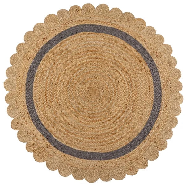 Scalloped Grace Round Jute Rug 2x2