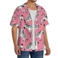 thumbnail image 2 of Rateoe Cute Cartoon Zebra Print Mens Front Pocket Hawaiian Shirts Casual Shirts Short Sleeve Button Down Beach Tropical Shirts-3X-Large, 2 of 5