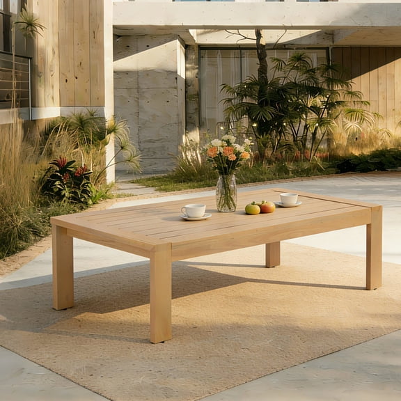 Christopher Knight Home 43.31" Outdoor Coffee Table with Slatted Water-Draining Top, Light Teak