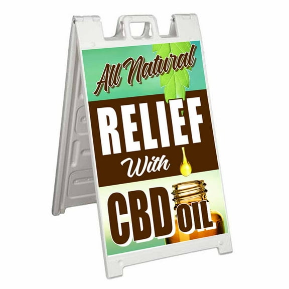 Natural Relief With CBD Oil (24" X 36") Standard A-Frame Signicade, Includes Decal Applied To Stand