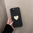 thumbnail image 1 of Funda de teléfono suave con corazón de amor negro 3D lindo coreano con correa de muñeca para iPhone 14 13 12 11 Pro Max X XS XR 7 8 plus funda Simple Tan Jianjun unisex, 1 of 2
