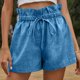 thumbnail image 2 of Pantalones cortos de cintura alta sueltos de encaje de pierna ancha informales de color sólido a la moda para mujer Fridja  fhjkhfk458515, 2 of 8